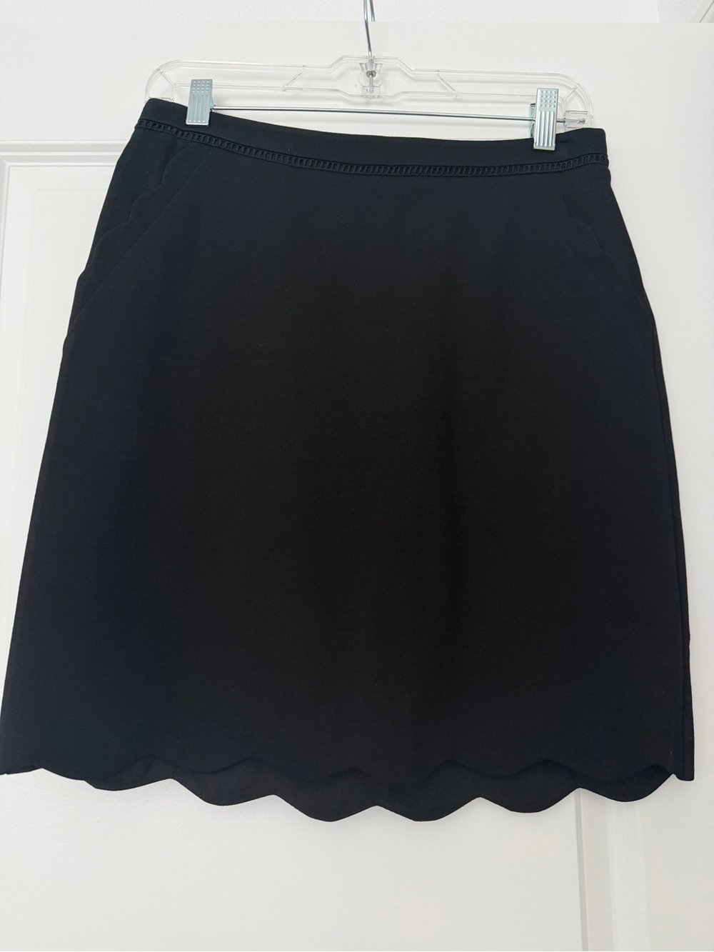 Skies Are Blue Black Scalloped Edge Mini Skirt